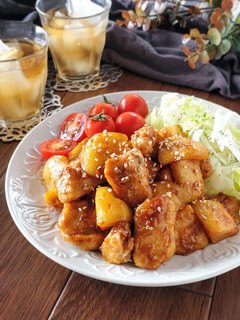 材料2つ☆鶏胸肉とじゃがいもの照り焼き。-レシピのメイン写真