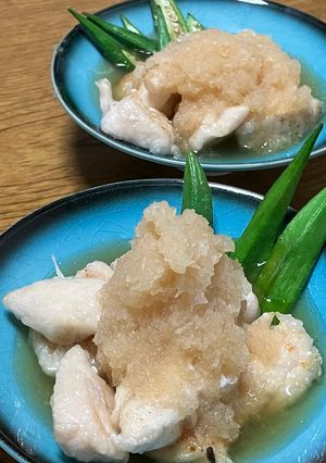柔らかササミと焼きオクラ　おろし汁のせ-レシピのメイン写真