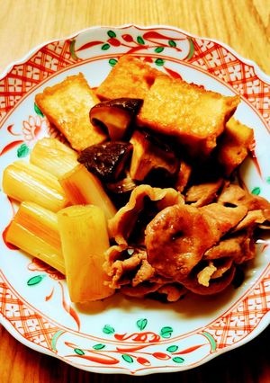 今夜の夕飯☆豚肉と厚揚げの甘辛煮♪簡単！-レシピのメイン写真
