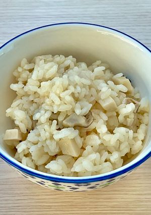 防災レシピ🍲湯煎で作る🍄エリンギご飯-レシピのメイン写真