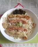 サーモンハラスの焼き鮭載せ冷やしうどん