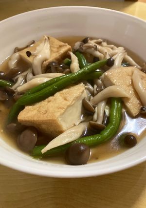 厚揚げどうぶなしめじどうインゲンの煮物-レシピのメイン写真
