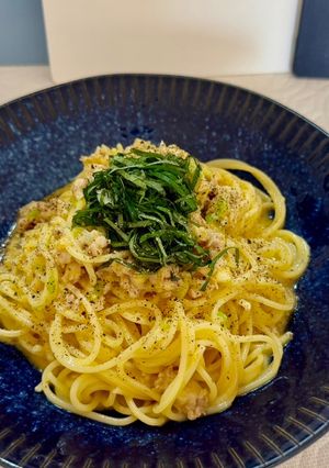 ウメ豚バラードの和風カルボナーラ-レシピのメイン写真