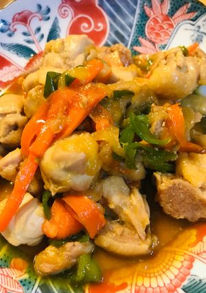 鶏肉＆新玉ねぎ・ピーマンのあまから炒め煮-レシピのメイン写真