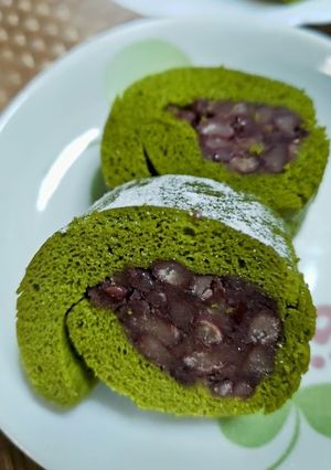 ★低糖質‼抹茶おから粒あんロールケーキ♪-レシピのメイン写真