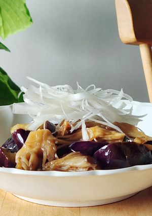 秋なすと舞茸の白髪ネギ-レシピのメイン写真