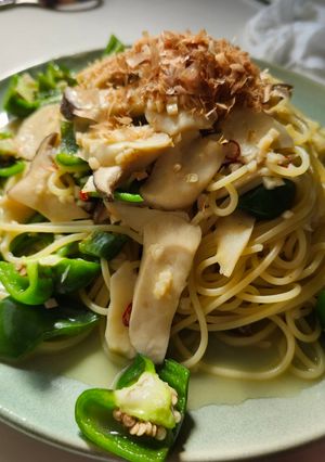 ピーマンとエリンギどっさりの和風パスタ-レシピのメイン写真