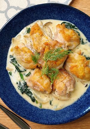 皮パリチキンのご馳走ほうれん草クリーム-レシピのメイン写真