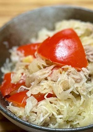 レンジでキャベツとトマトのツナ塩レモン蒸-レシピのメイン写真