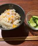 白だしで鶏とごぼう炊き込みご飯
