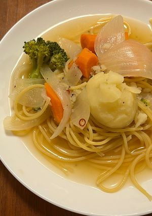コンソメの野菜スープパスタ-レシピのメイン写真