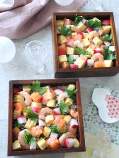 シャキシャキ!ワサビ菜のバラ寿司-レシピのメイン写真
