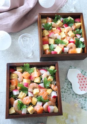 シャキシャキ！ワサビ菜のバラ寿司-レシピのメイン写真