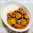 ワンプレート簡単昼食夕飯!野菜と牛こまカレー主菜
