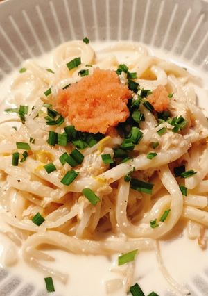 うどんで作る簡単カルボナーラ-レシピのメイン写真