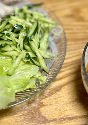 火を使わない辛々冷やしつけ麺を葛切りで-レシピのメイン写真