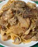スパゲティ・クリーム豚バラ大根