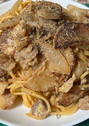 スパゲティ・クリーム豚バラ大根-レシピのメイン写真