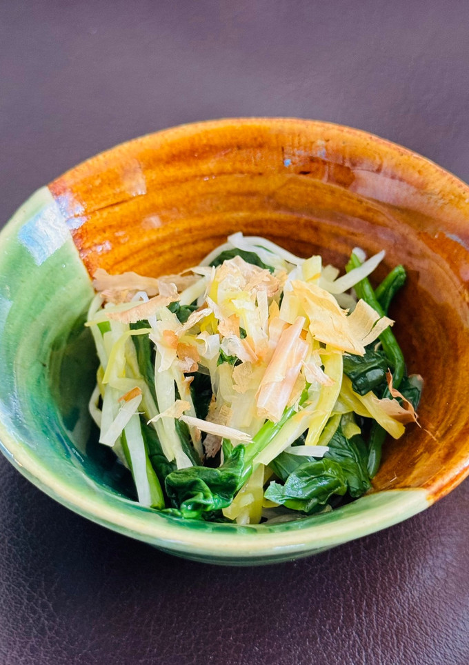 白だしで＊ほうれん草と黄ニラのお浸し-レシピのメイン写真