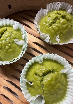米粉で抹茶蒸しパン 白あん入り-レシピのメイン写真