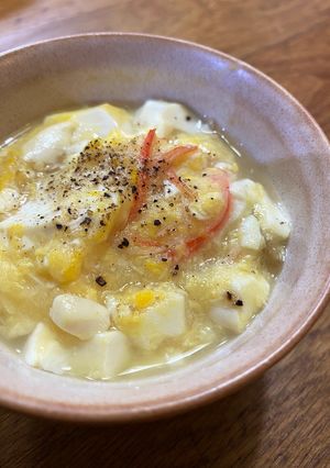 豆腐とカニカマの卵とじあんかけ-レシピのメイン写真