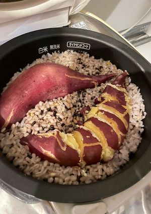 腸活さつまいも小豆ご飯炊き込みご飯　-レシピのメイン写真