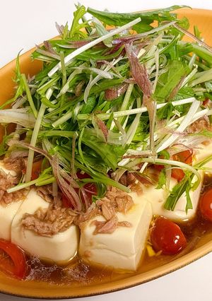 簡単!シーチキンと水菜の豆腐サラダ-レシピのメイン写真