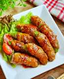 うまだれ!スナップえんどうの甘辛肉巻き