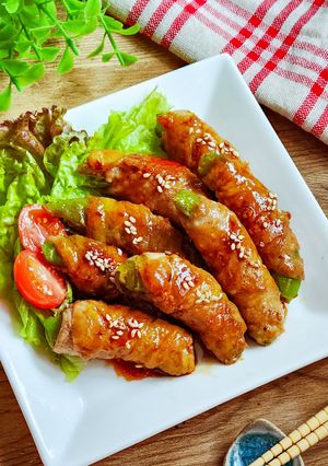 うまだれ!スナップえんどうの甘辛肉巻き-レシピのメイン写真