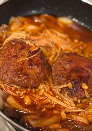 きのこたっぷり煮込みハンバーグ-レシピのメイン写真