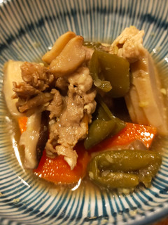 冷凍しておいたたけのこと豚肉と野菜の煮物-レシピのメイン写真