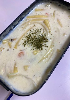 節約キャンプ飯！シーフードMIXでグラタン！-レシピのメイン写真