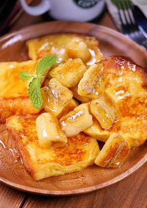 バナナフレンチトーストで🥞カフェ気分💕-レシピのメイン写真