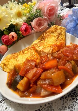 残ったラタトイユで♪チーズオムレツ-レシピのメイン写真