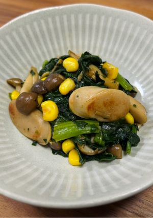 ほうれん草とソーセージの旨だしバター炒め-レシピのメイン写真