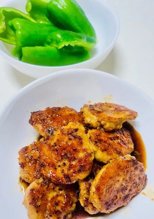 私の パリパリピーマンとつくね-レシピのメイン写真