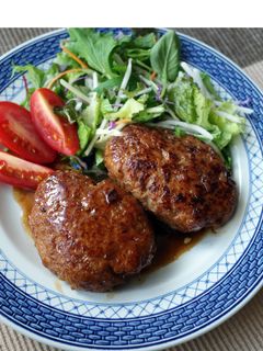 鶏ひき&豚ひきの絶品テリヤキハンバーグ-レシピのメイン写真