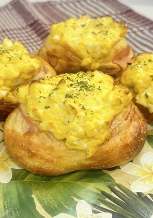 たまごとハムの黄金コンビ！😋卵ハムパン✨-レシピのメイン写真