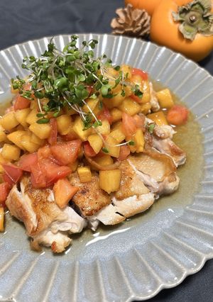 柿ソースでさっぱりと♪ごちそうチキンソテー-レシピのメイン写真