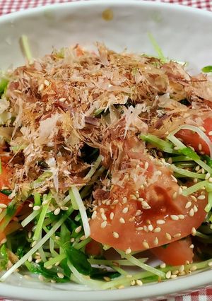 豆苗トマトのおかかぽん酢和え-レシピのメイン写真