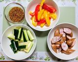 居酒屋!ズッキーニソーセージパプリカ炒め作り方4写真