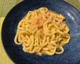 レンジで5分！茹でうどんのコク旨カルボ風うどん作り方4写真
