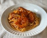 市販のソース活用！海老トマトスパゲティ作り方6写真