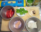 鶏肉とパプリカと新生姜の冷製パスタ作り方1写真