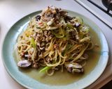 秋の夕飯！マッシュルームと白ネギどっさりのパスタ作り方9写真