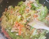 春キャベツと鶏ミンチのカレー焼きうどん作り方4写真