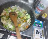 焼きそばソースで！簡単にも！野菜炒め弁当作り方50写真