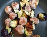 簡単夏の夕飯！なす豚こま肉団子生姜焼き風照り焼き作り方8写真