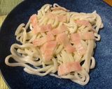 レンジで5分！茹でうどんのコク旨カルボ風うどん作り方2写真