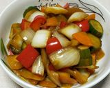 新玉ねぎ、パプリカと豚肉のバルサミコ炒め作り方5写真